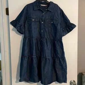 Given Kale, xl, Jean dress, ruffle, short sleeve